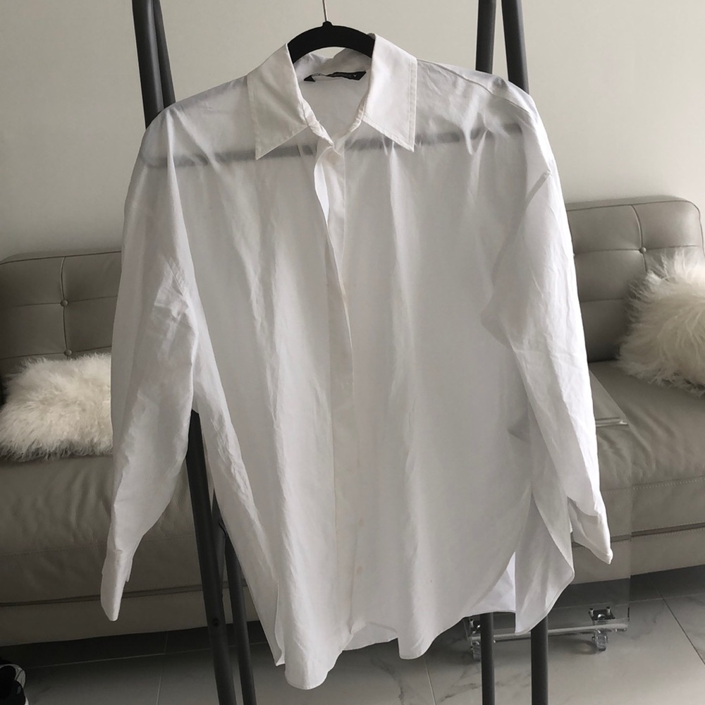 Zara white button down oversized fit